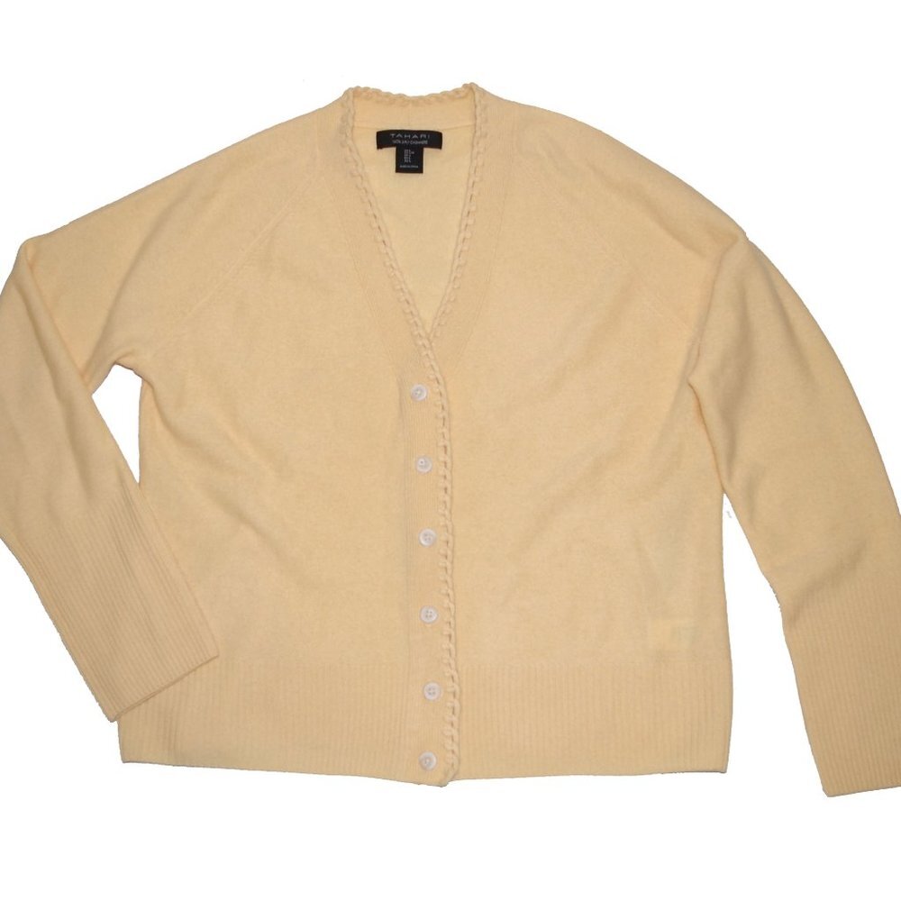 NWT Tahari Women's 2 Ply Cashmere Cardigan Sweater Large L
